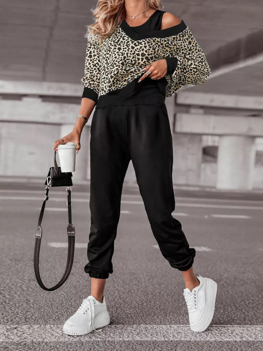 Leopard Print Sweatshirt and Jogger Set, image 7