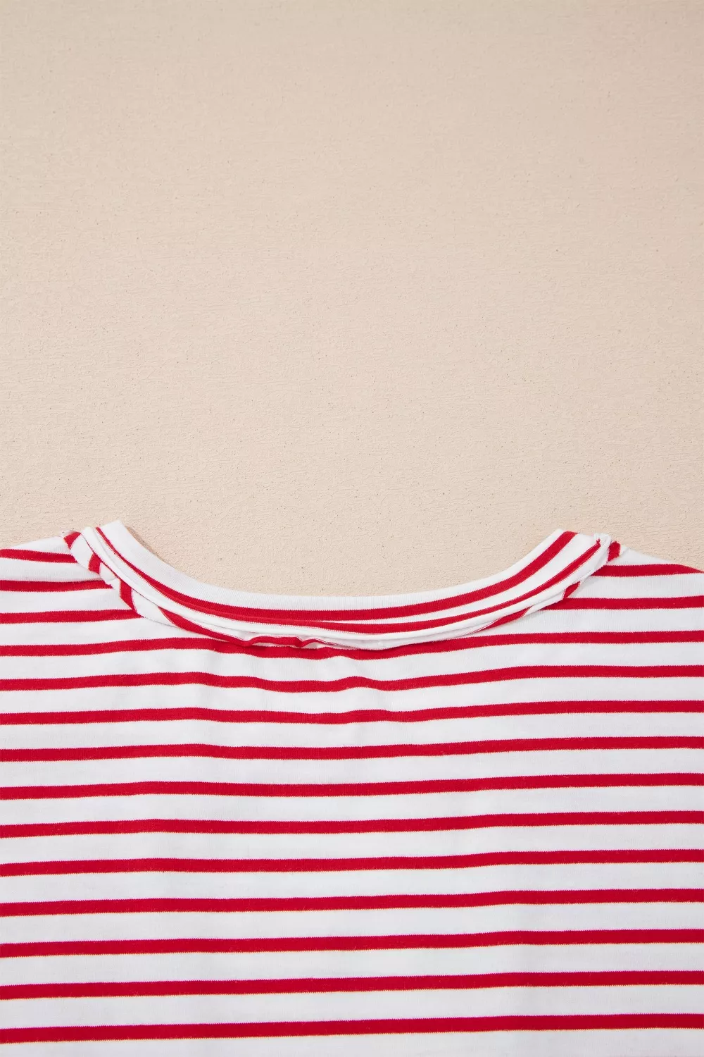 Stripe Floral Puff Sleeve Patchwork Round Neck Loose Top, image 6