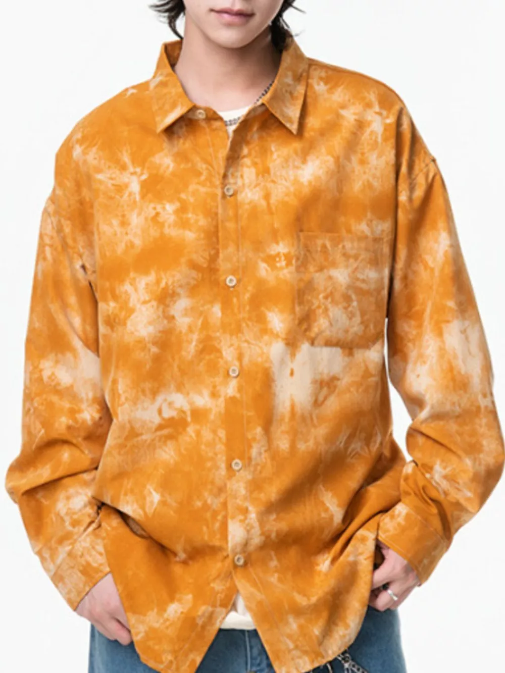 Men's Plus Size Tie-Dye Button-Up Shirt, image 2