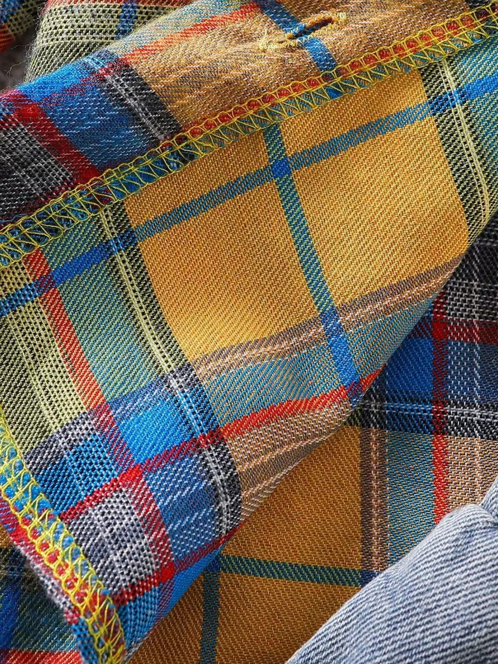 Children's Plaid Shirt & Tank Top & Denim Shorts Set, image 3