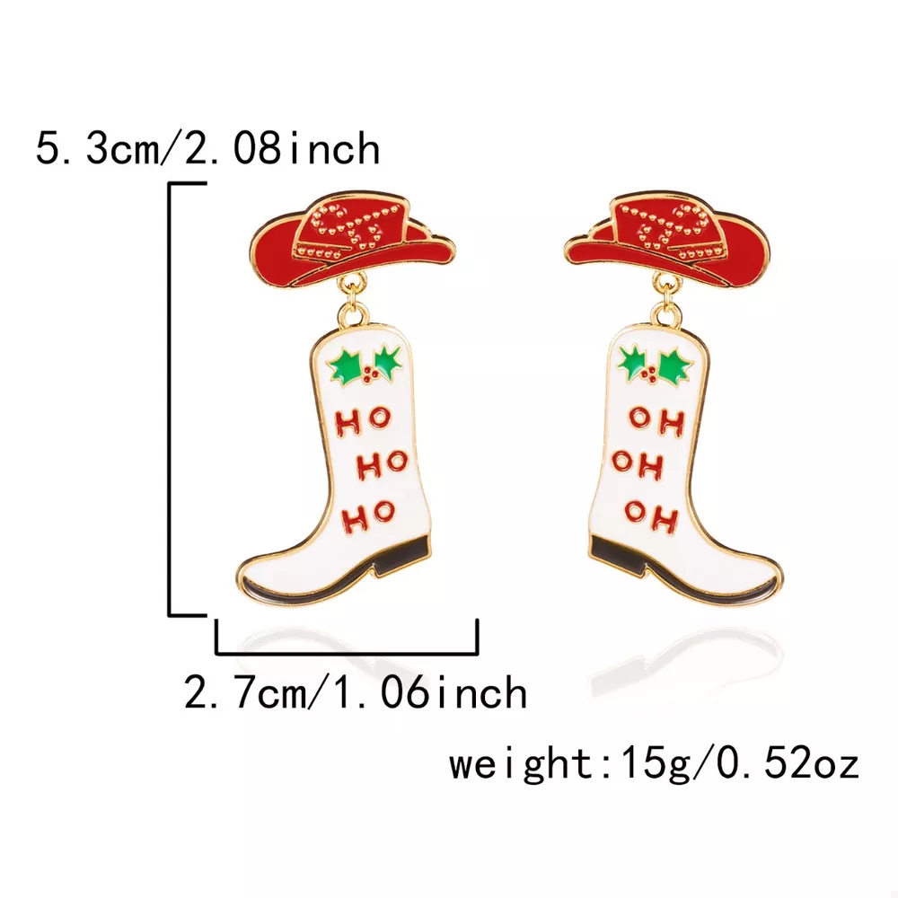 Christmas Cowboy Boots Earrings, image 4