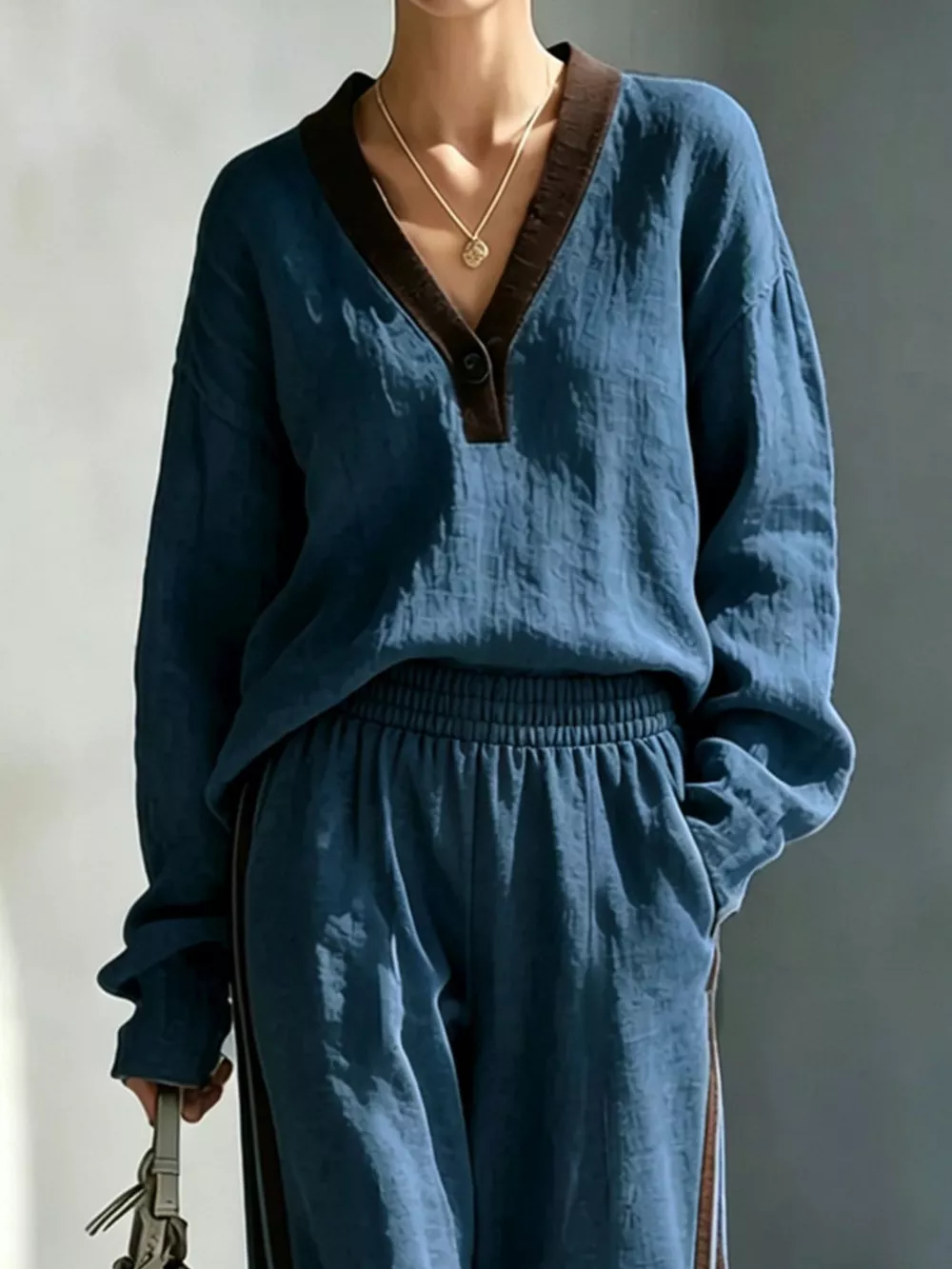 Long Sleeve Top and Side-Striped Joggers Set, image 11