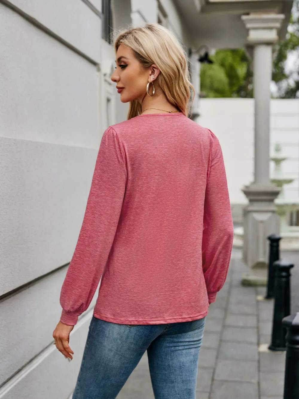 V-Neck Long Sleeve T-Shirt, image 3