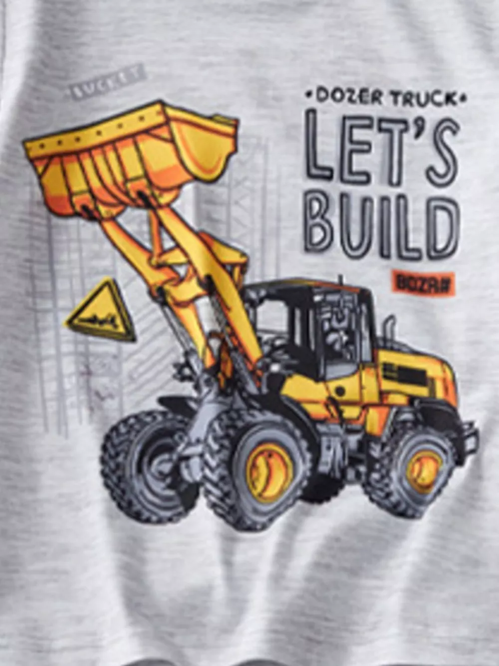 Children's Bulldozer Print Casual Tee and Shorts Set, image 3