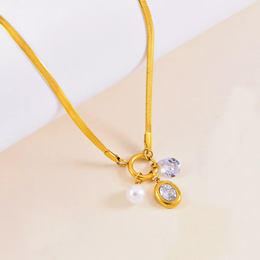 18K Gold-Plated Herringbone Chain Necklace