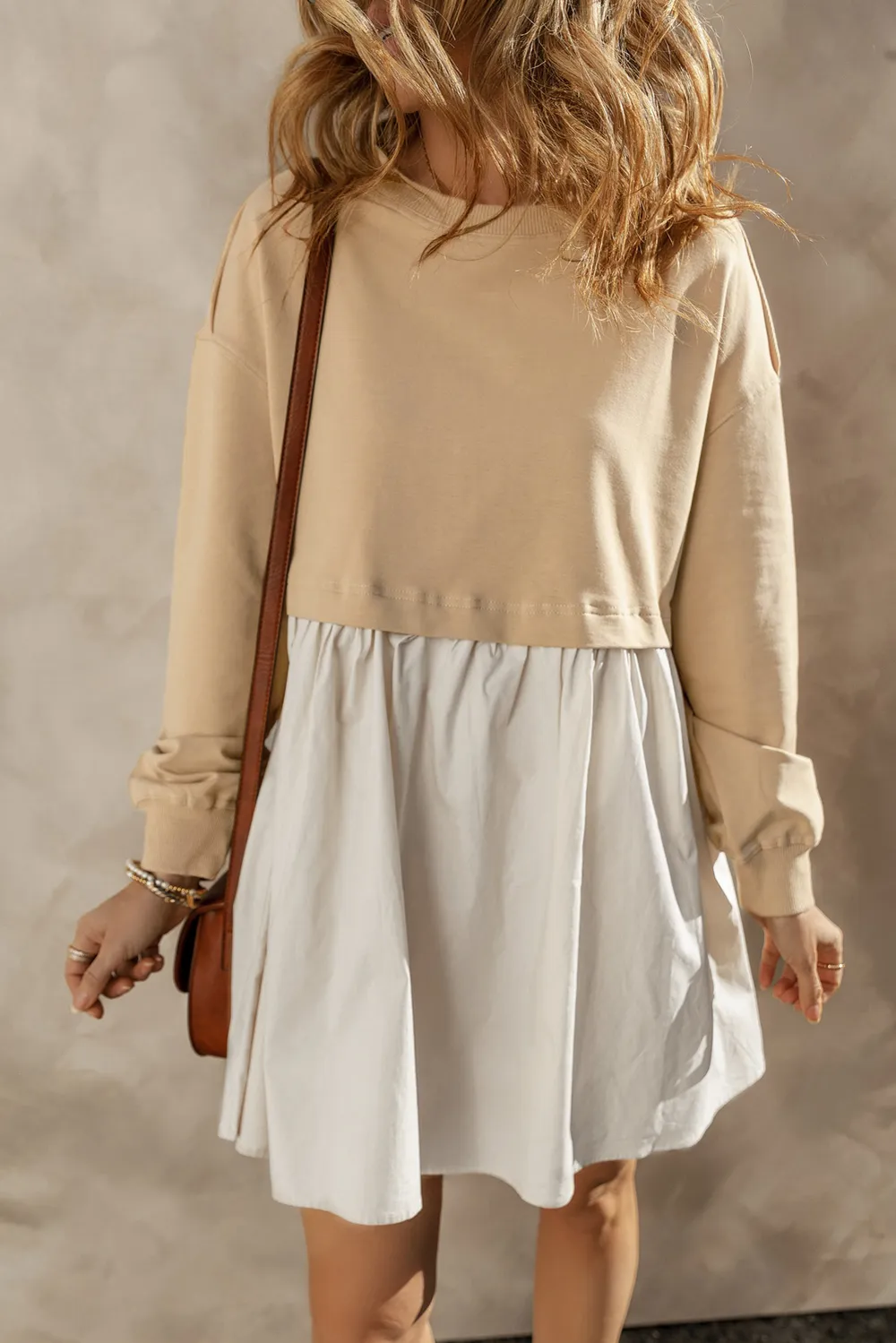 Round Neck Long Sleeve Mini Dress, image 6
