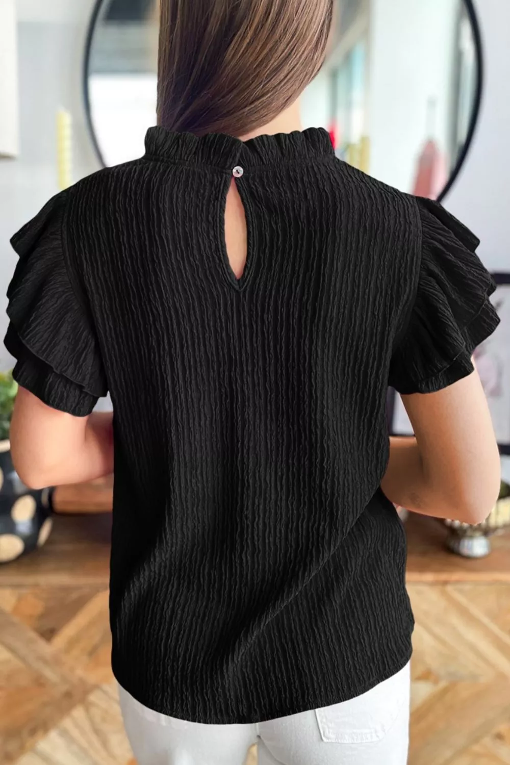 Ruffle Sleeve Textured Blouse, image 2