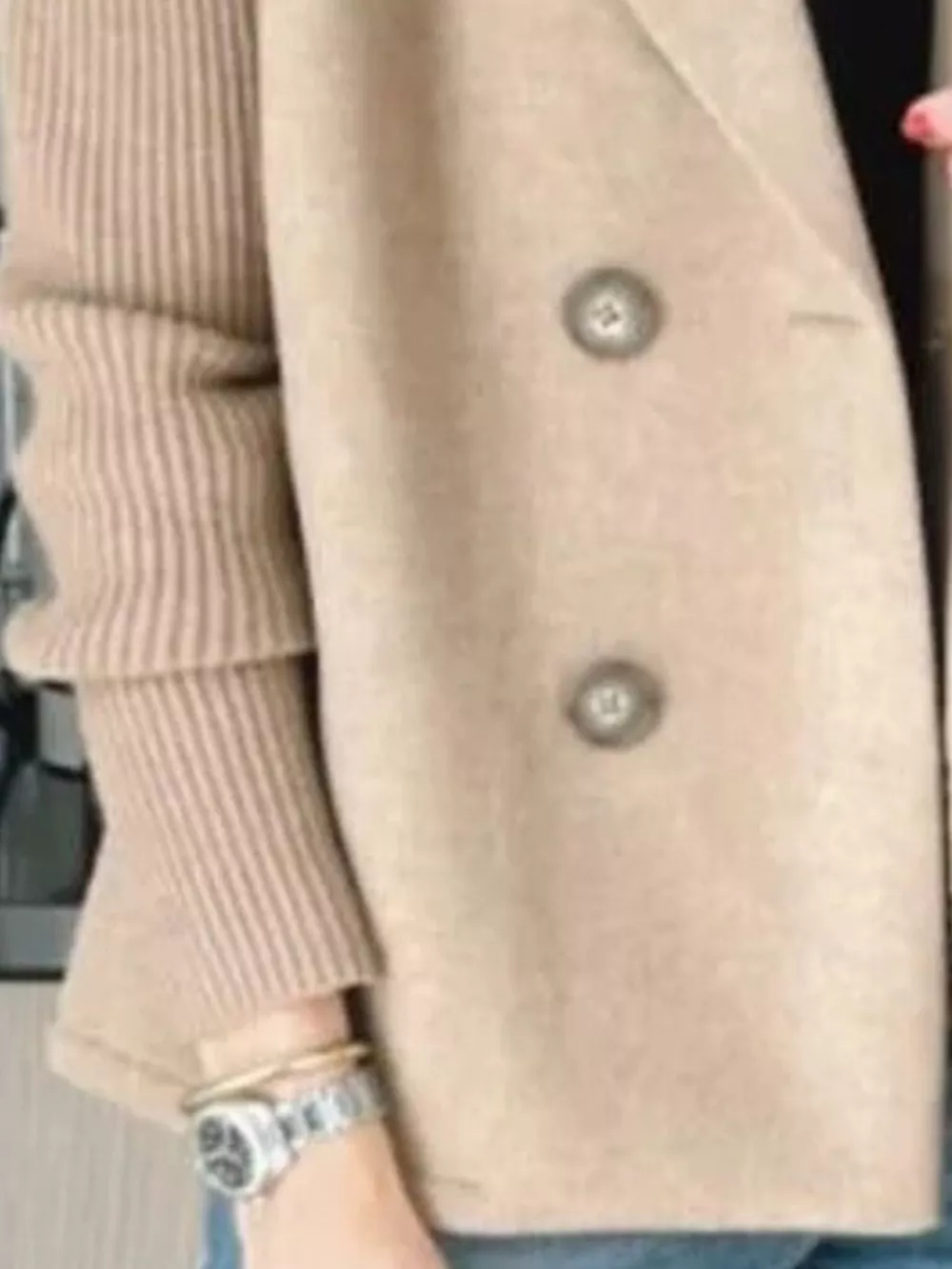 Full Size Knit Sleeve Double-Breasted Outerwear Plus Size, image 19