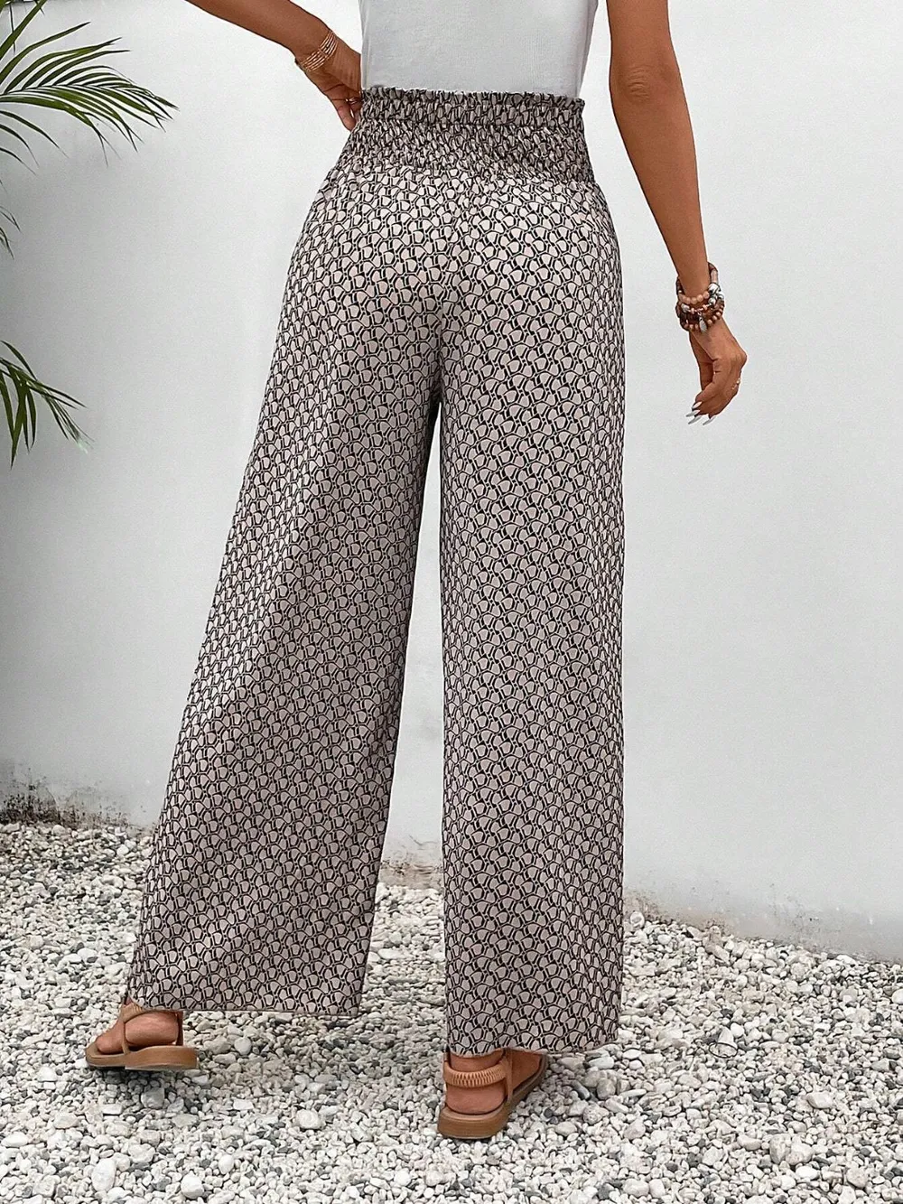 Tied Printed Wide Leg Pants, image 14