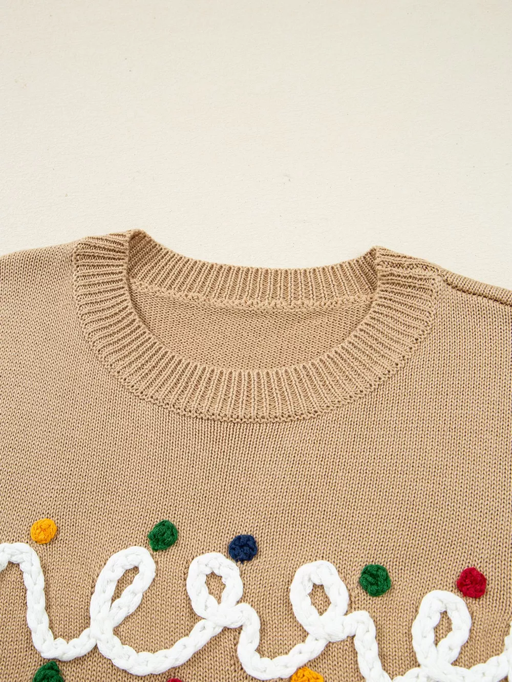 Merry Colorful Dot Detail Christmas Dolman Sweater, image 3