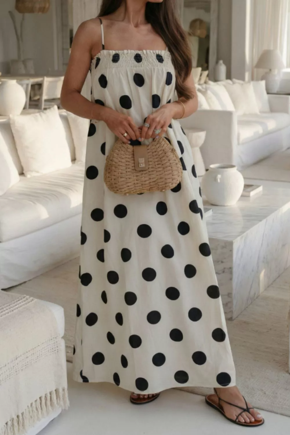 Polka Dot Spaghetti Straps Maxi Dress, image 2
