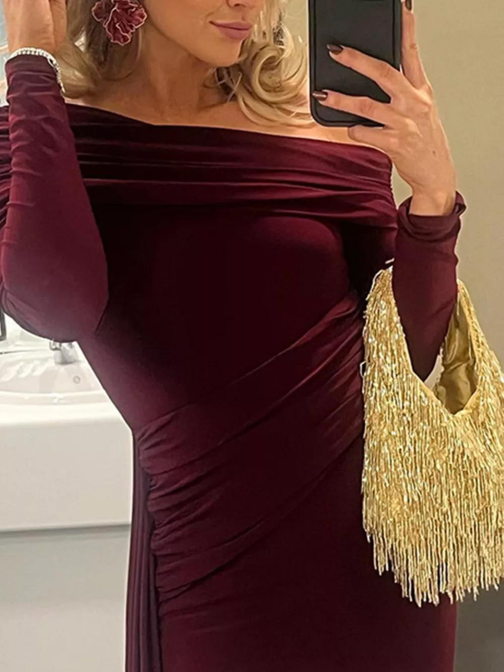 One-Shoulder Ruched Maxi Dress, image 6