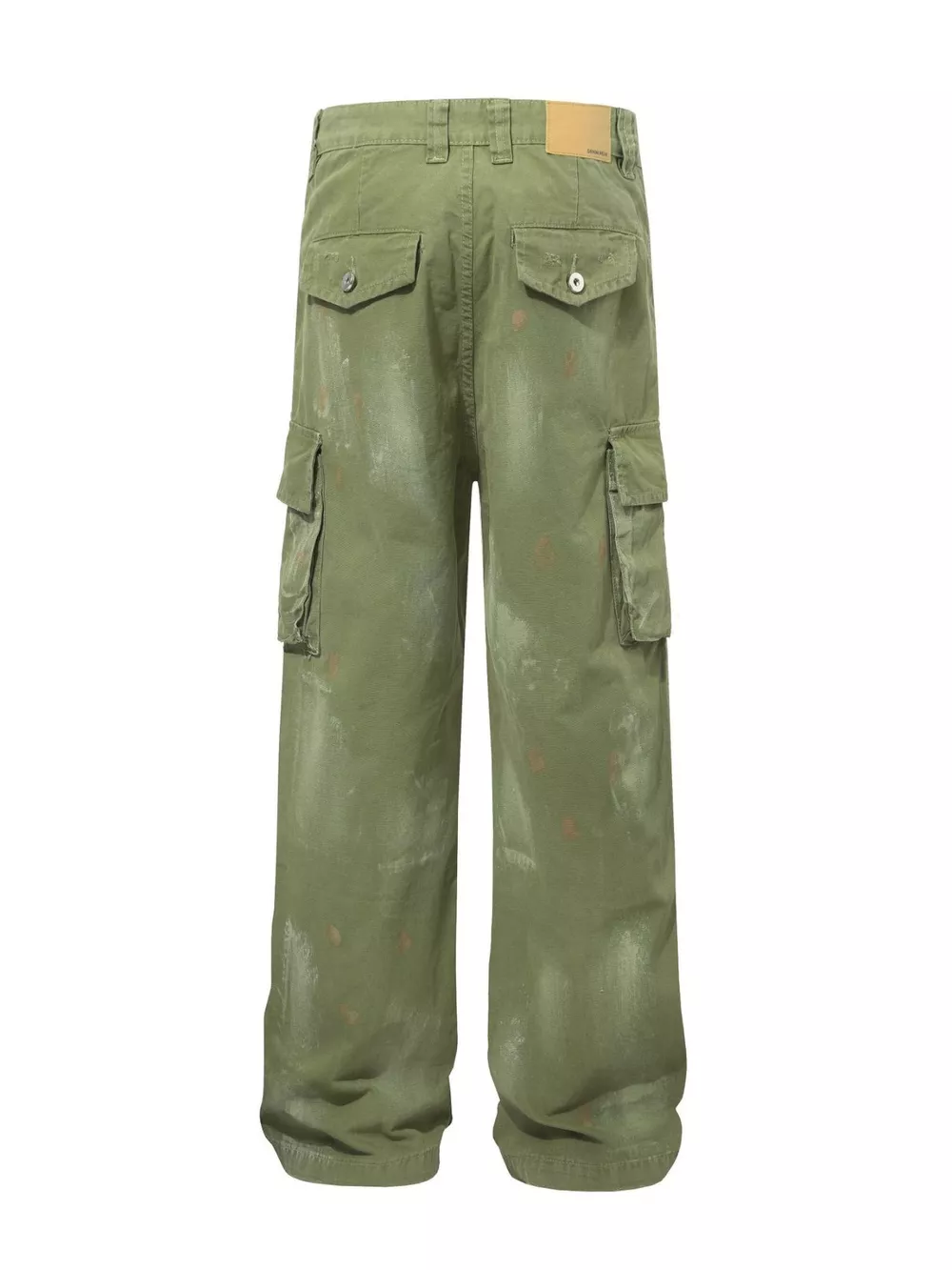 Men's Distressed Cargo Pants with Paint Splatter, image 2