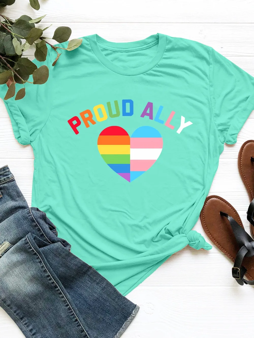 PROUD ALLY Round Neck Short Sleeve T-Shirt, image 4