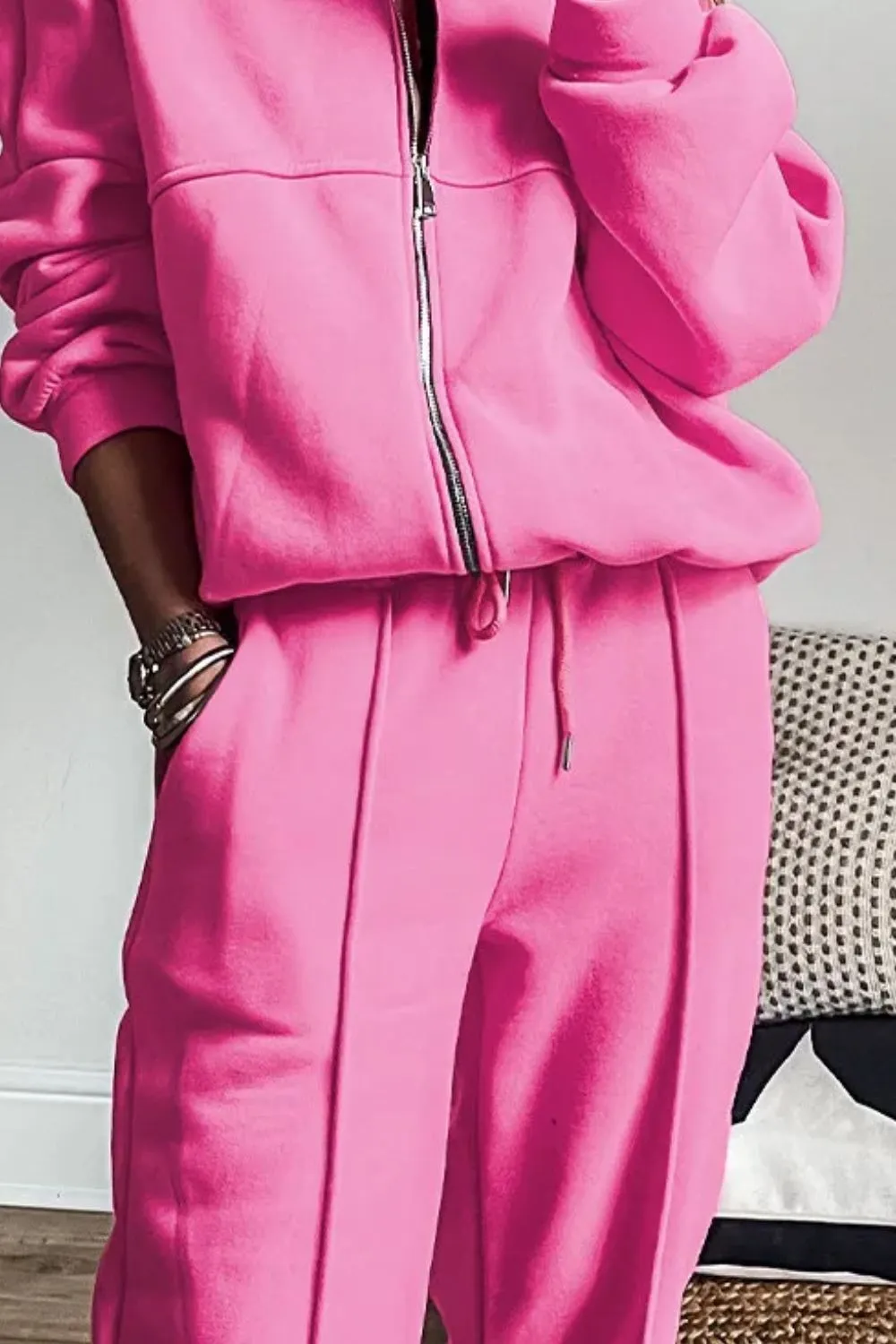 Zip Up Long Sleeve Top and Pants Set, image 3