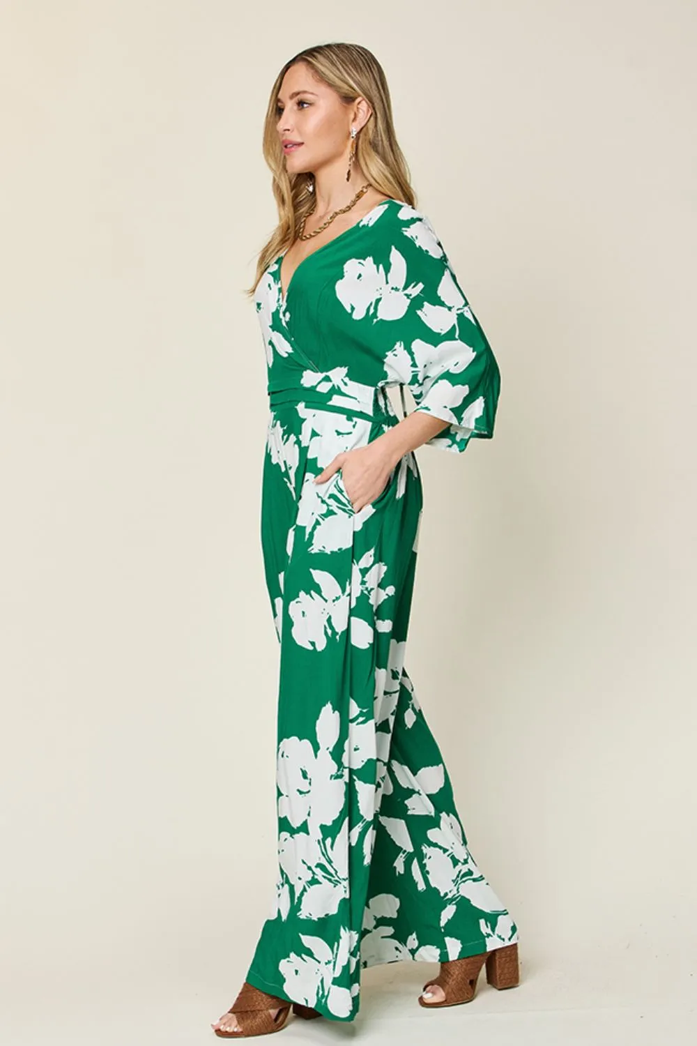Full Size Printed Tie Back Wide Leg Jumpsuit, image 10