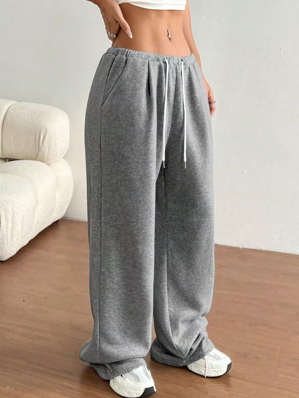 Casual Drawstring High Waist Wide Leg Sweatpants, image 12