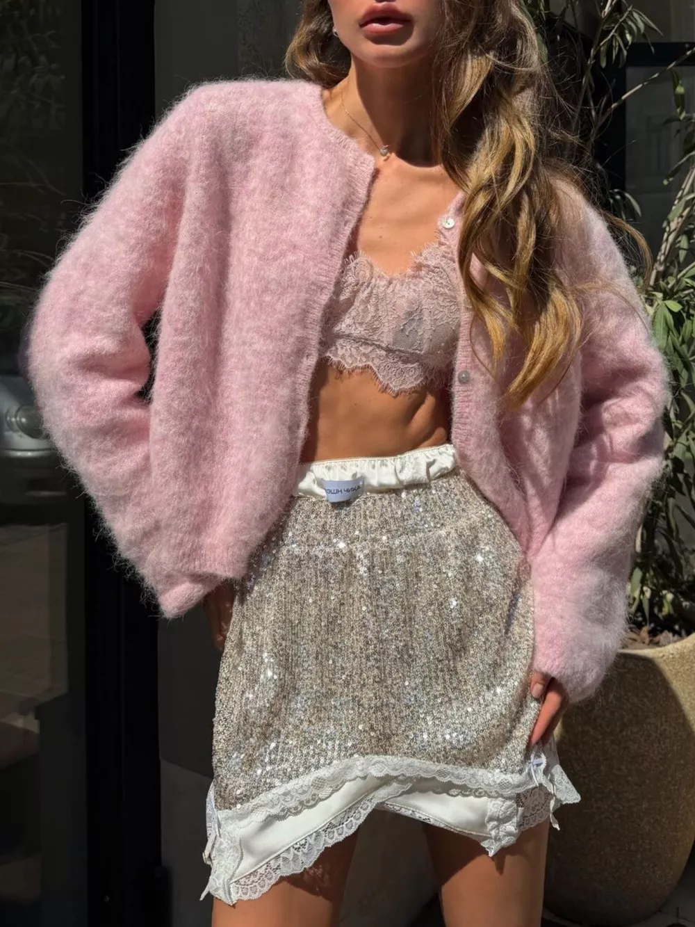 Fuzzy Knit Button-Down Cardigan, image 17