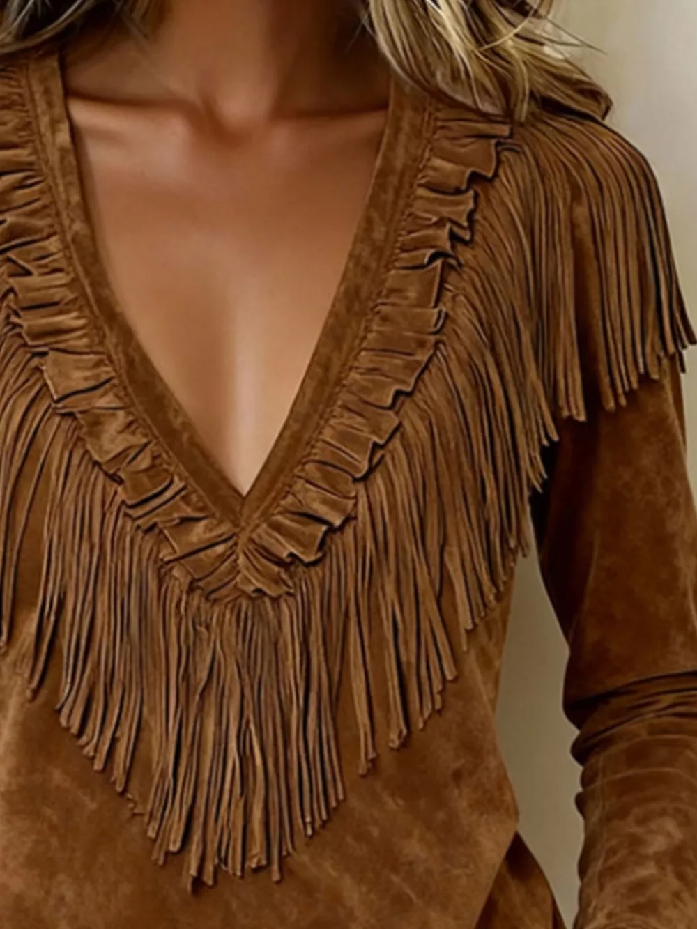 Fringed V-Neck Blouse, image 17