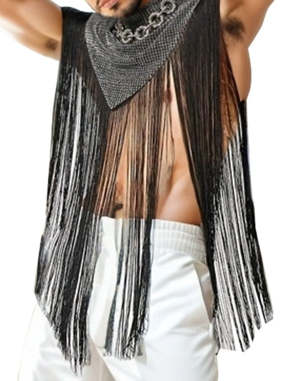 Men's Full Size Tassel Hem Mock Neck Cap Plus Size, image 4