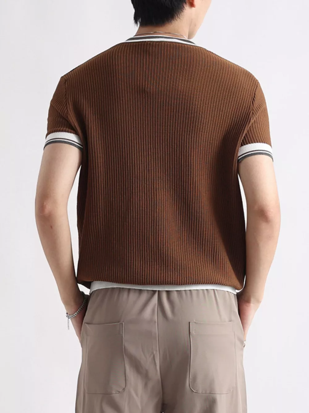 Men's Plus Size Contrast Trim Shorts Sleeve T-Shirt, image 3