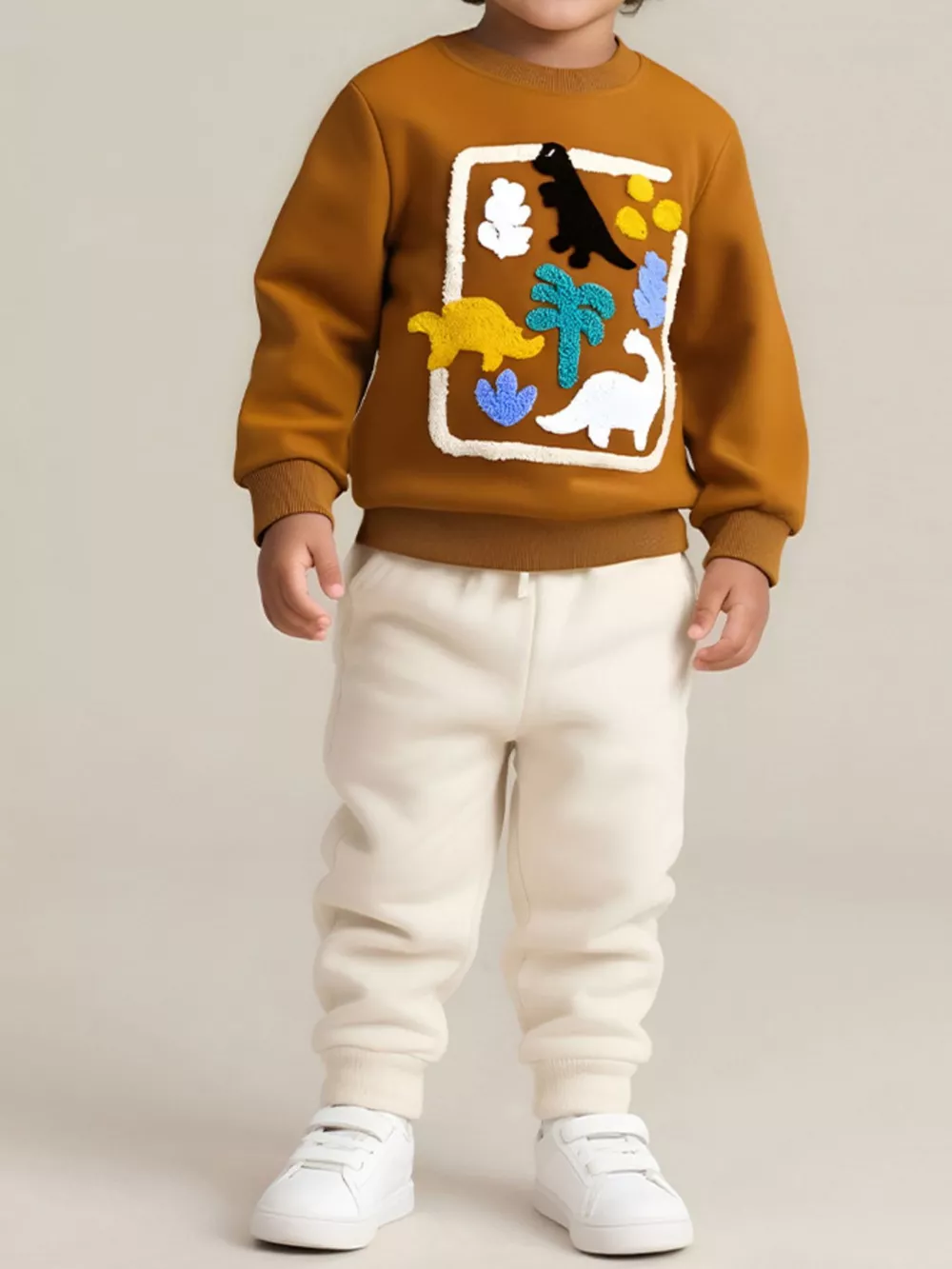 Children's Dinosaur Applique Crew Neck Sweatshirt
