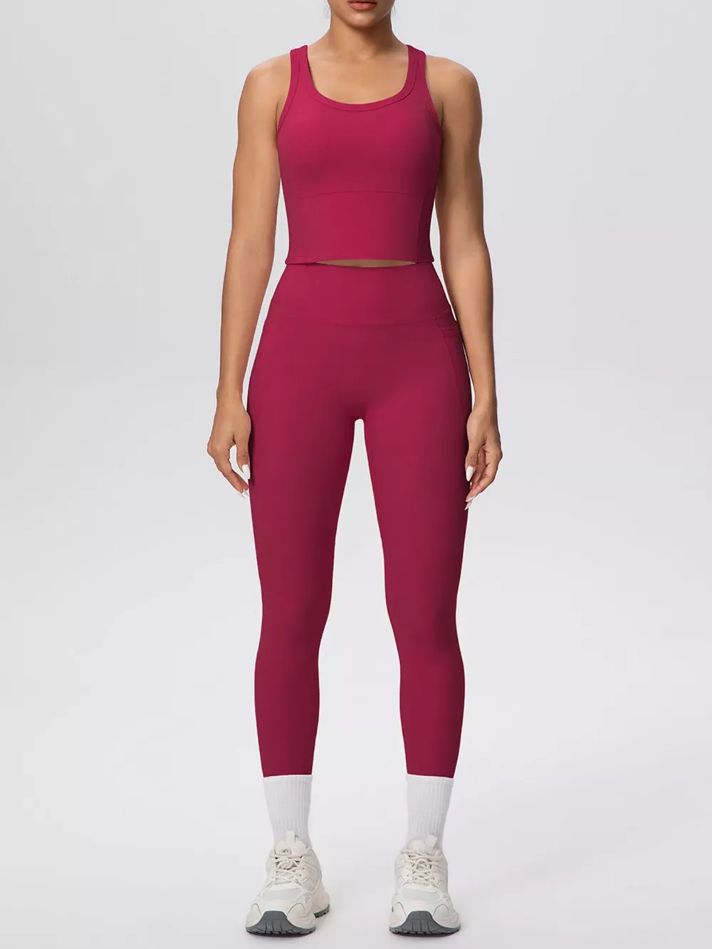 Scoop Neck Tank and High-Waisted Leggings Active Set, image 32