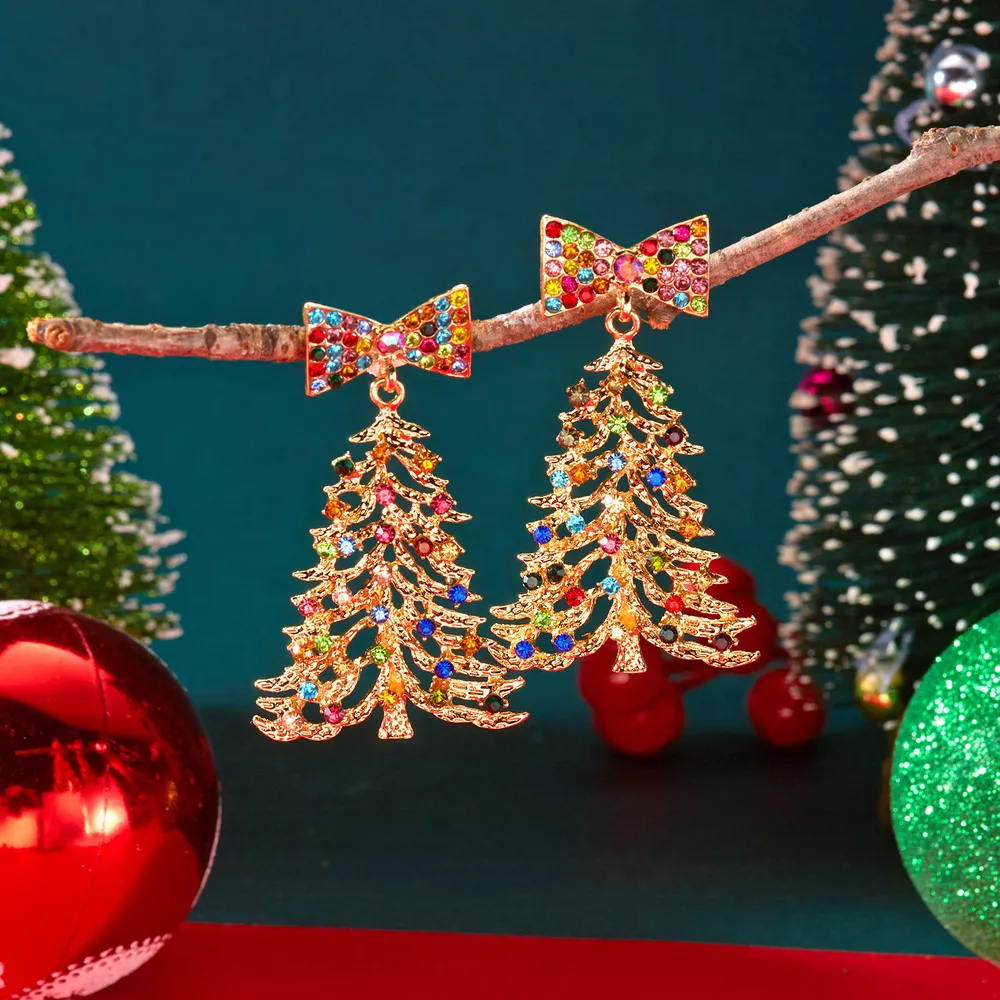 Christmas Tree Bow Drop Earrings, image 7