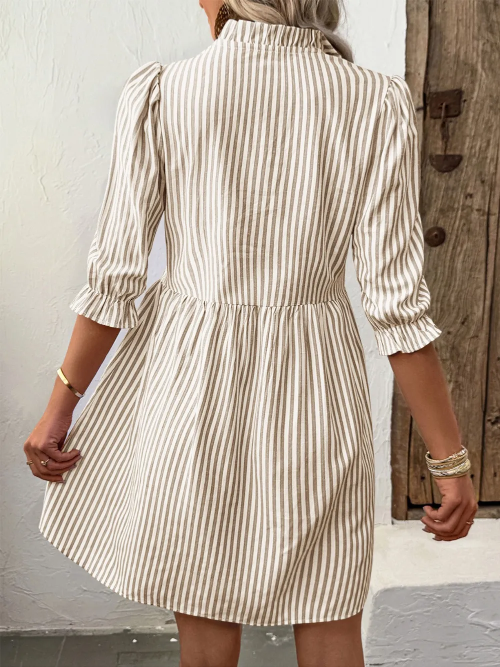 Striped Half Sleeve Dress, image 2