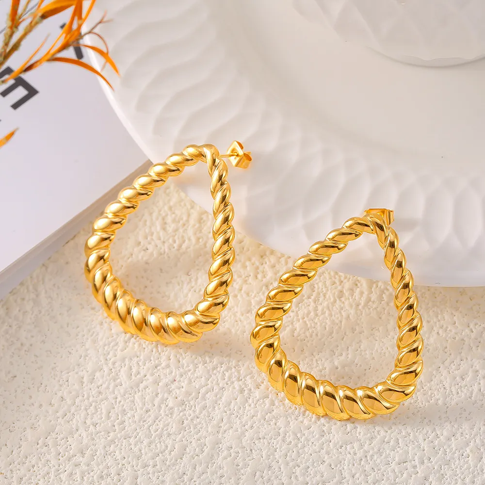 18K Gold-Plated Twisted Earrings, image 3