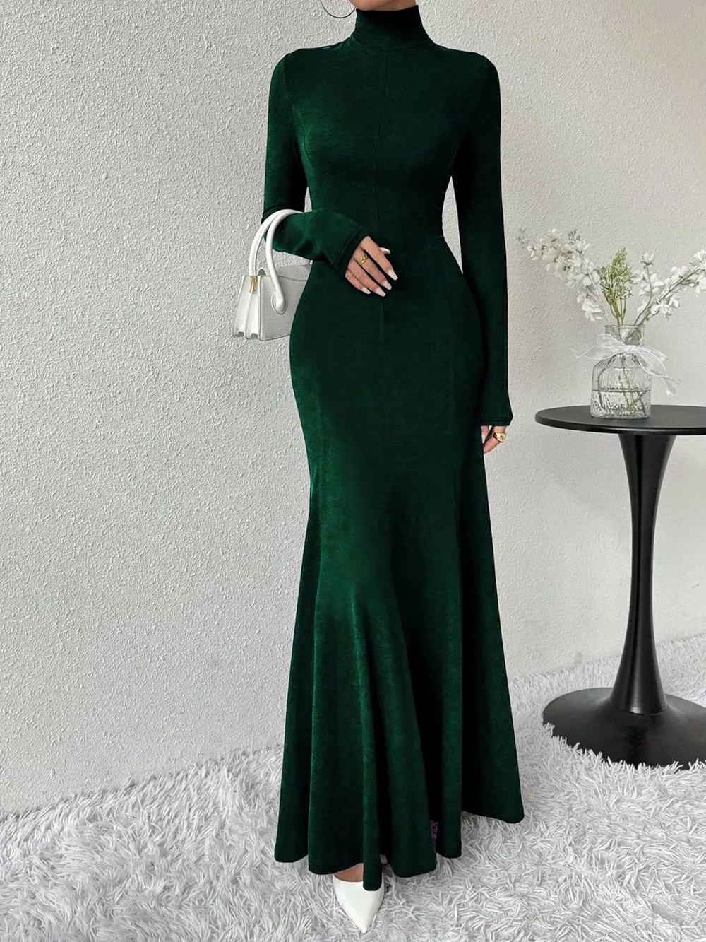 Turtleneck Long Sleeve Maxi Mermaid Dress, image 16