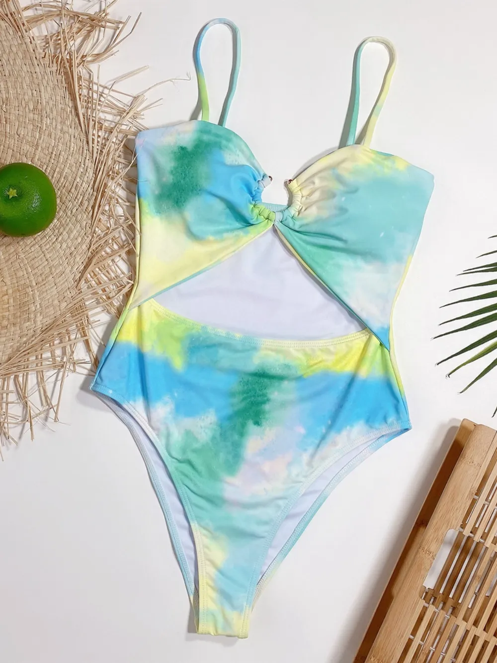 Cutout Tie-Dye Spaghetti Strap One-Piece Swimwear, image 3
