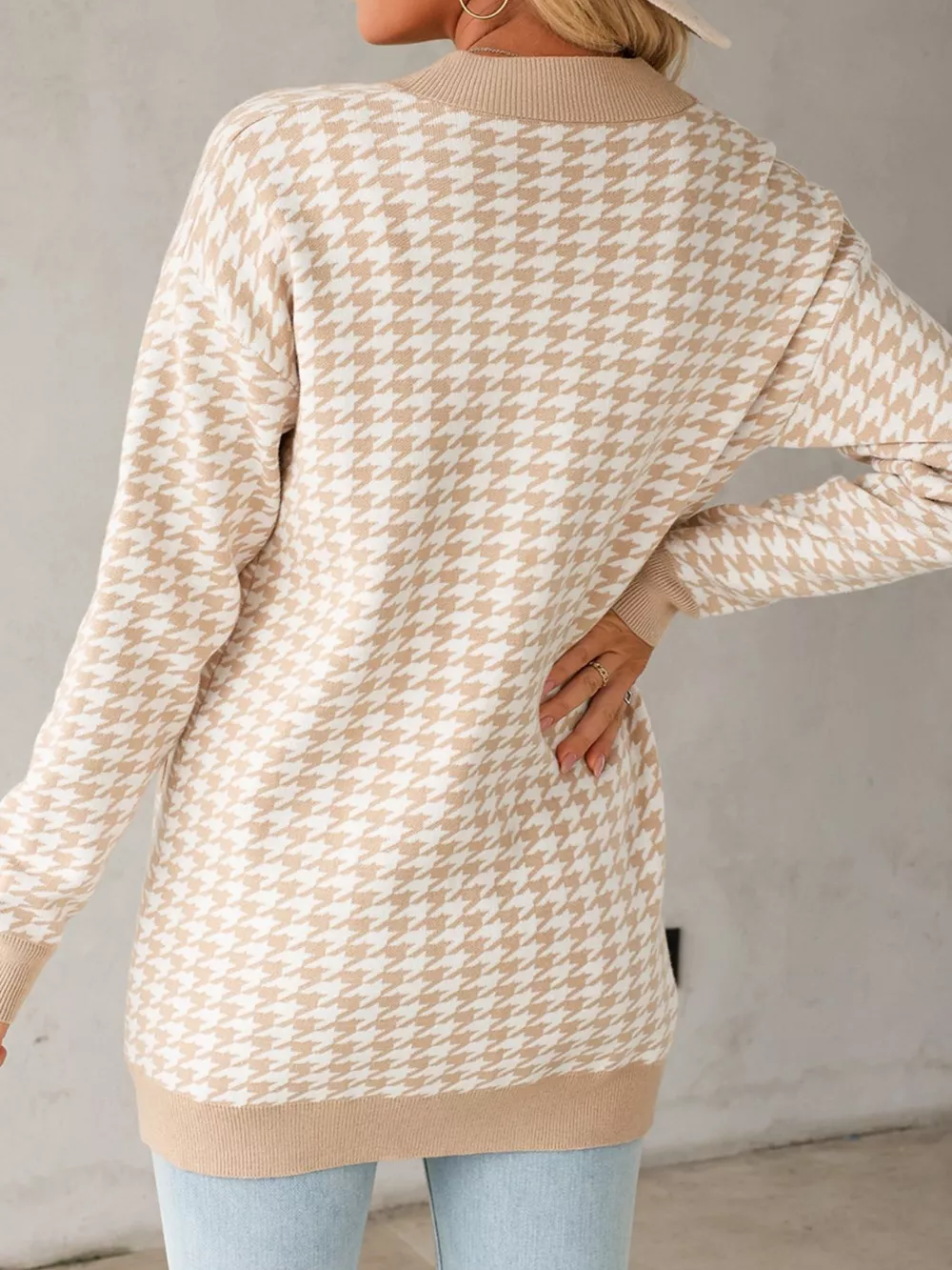 Contrast Edge Metal Button Slim Cardigan with Pockets, image 5