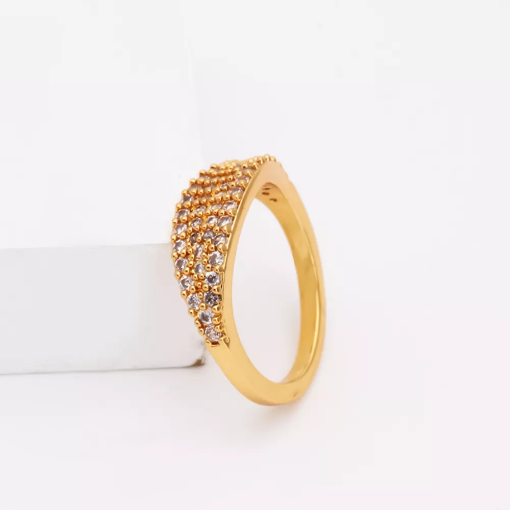 18K Gold-Plated Copper Zircon Round Ring, image 2