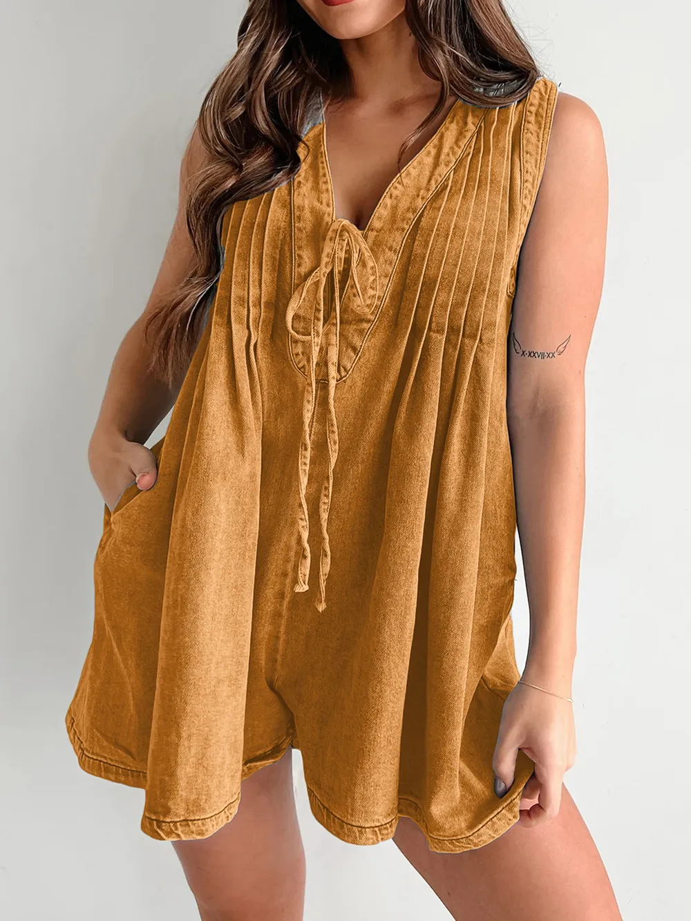 Tied Romper with Pockets, image 15