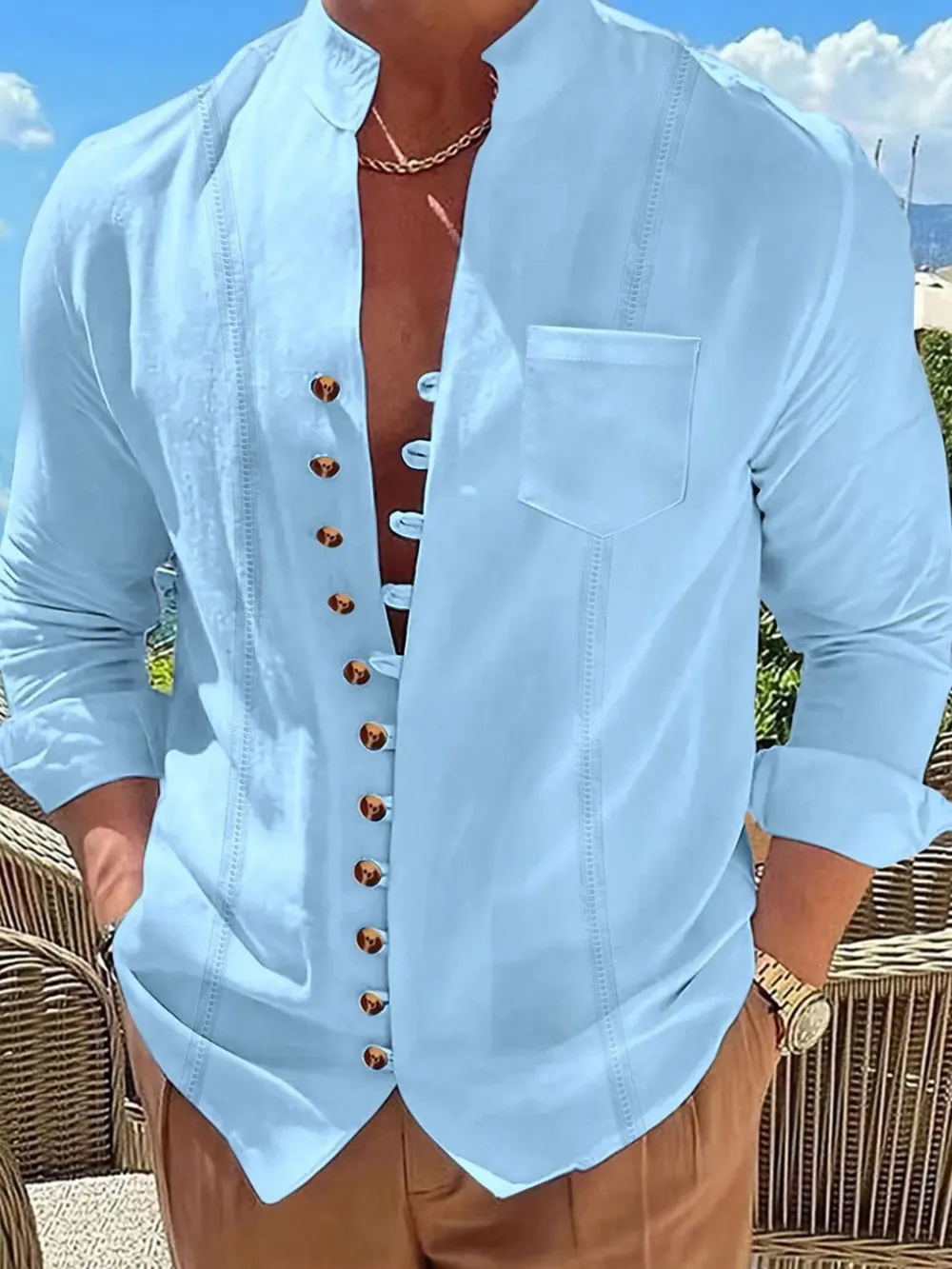 Men's Full Size Button Up Long Sleeve Shirt Plus Size, image 5