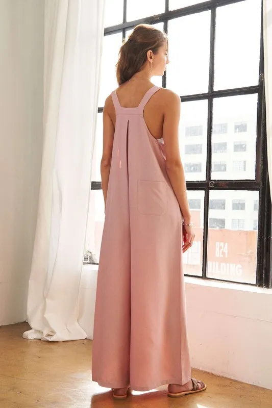 Square Neck Wide Leg Overalls with Pockets, image 5