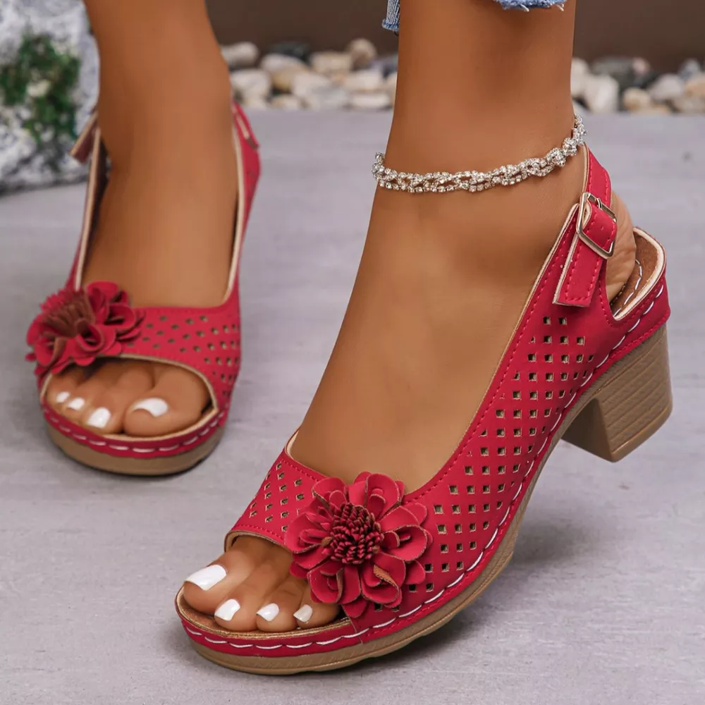 Floral Accent Block Heel Sandals, image 16
