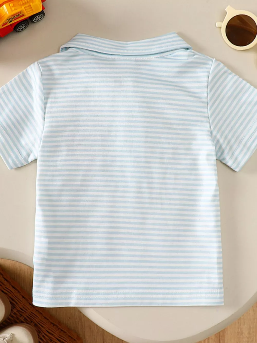 Children's Striped Firetruck Embroidered T-Shirt, image 6