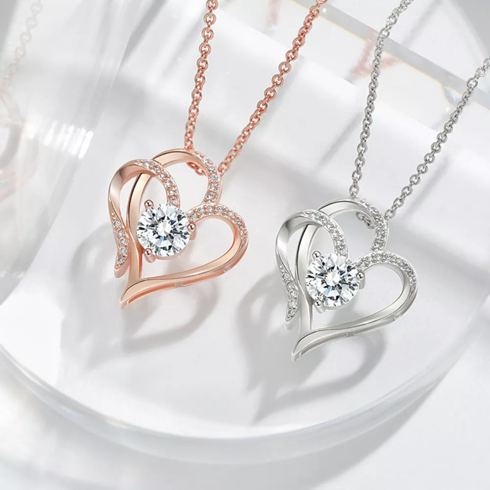 925 Sterling Silver Zircon Heart Necklace, image 2