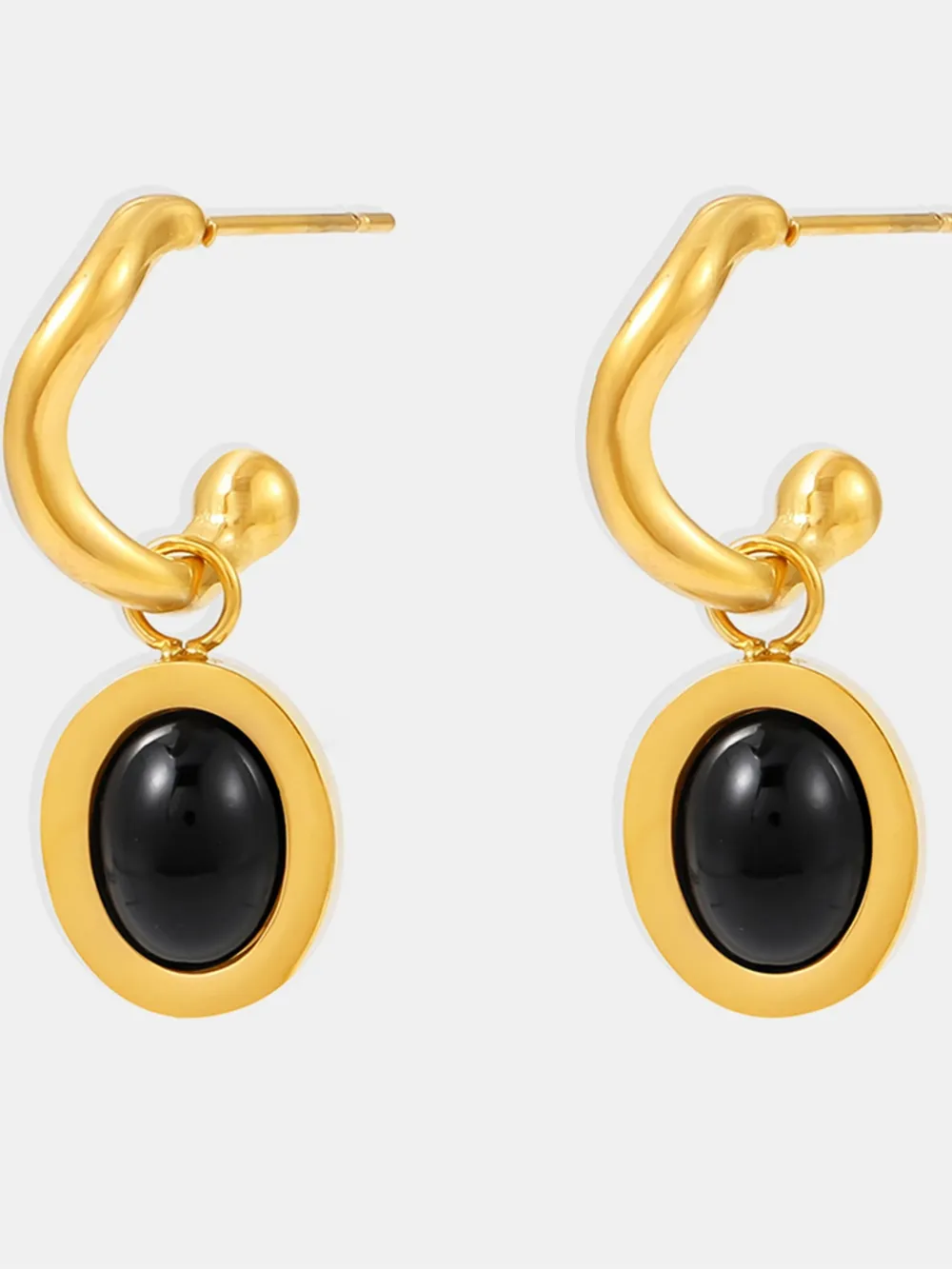 Stainless Steel Oval Drop Earrings, image 5