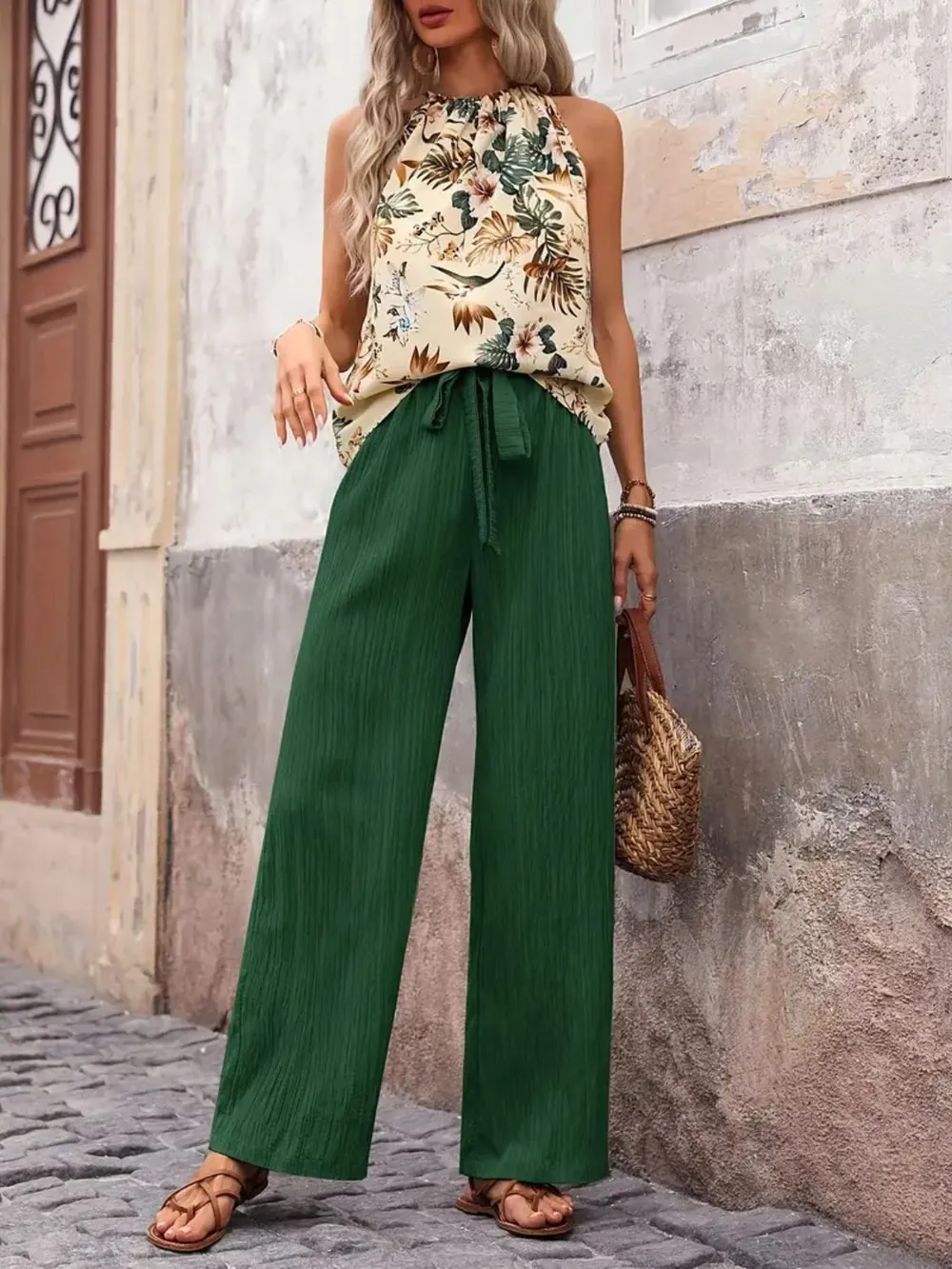 Printed Tank Top and Wide Leg Pants Set, image 23