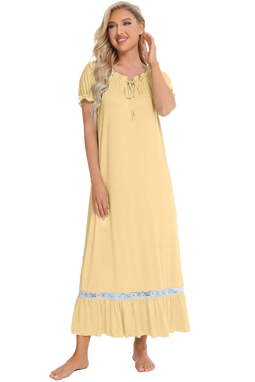 Lace Detail Short Sleeve Lounge Dress, image 21