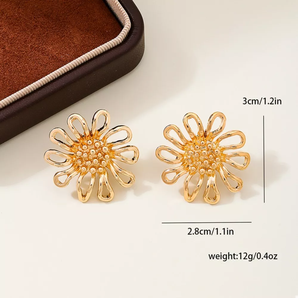 18K Gold-Plated Flower Stud Earrings, image 5