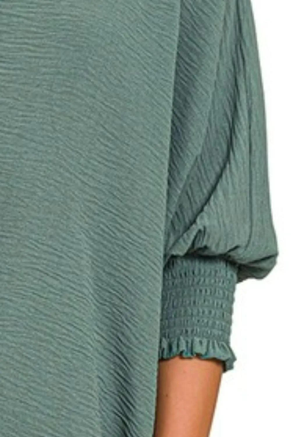 Airflow Collar Tee with Smocked Sleeve Band Top, image 2
