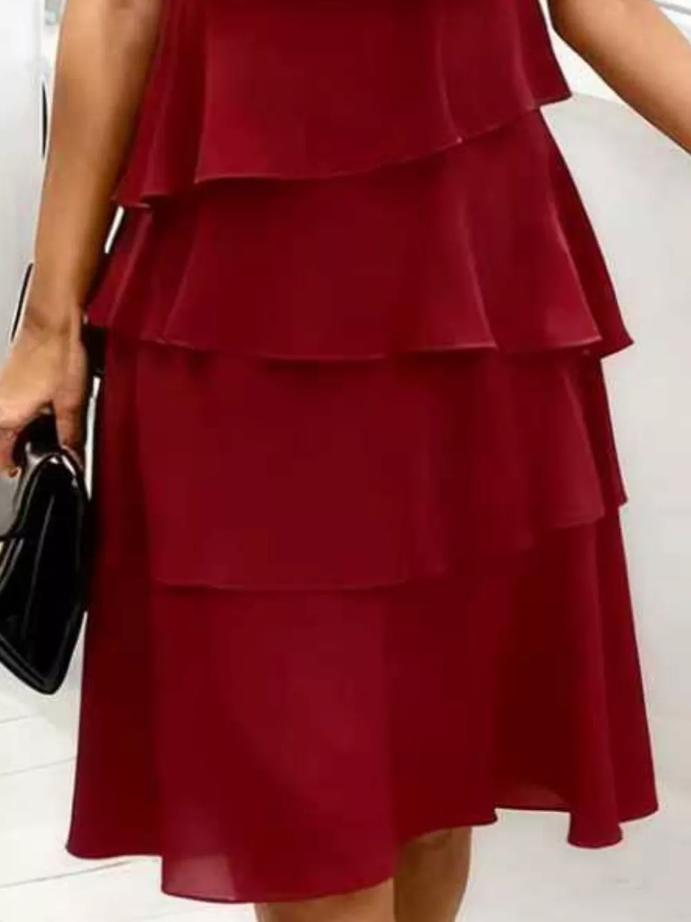 Full Size Ruffled Layered Petal Sleeve Dress Plus Size, image 8