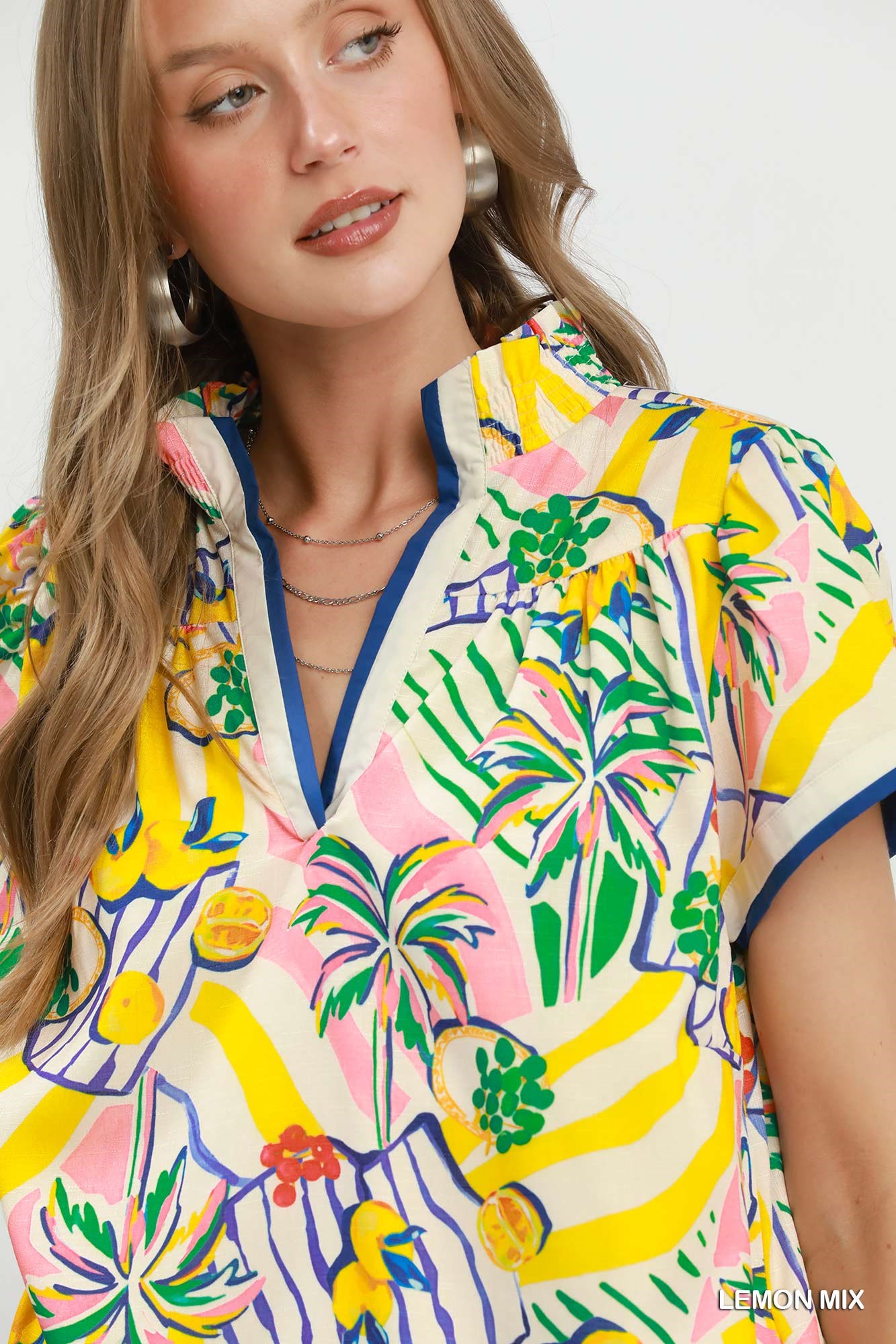 Tropical Print Collared Shift Dress, image 5