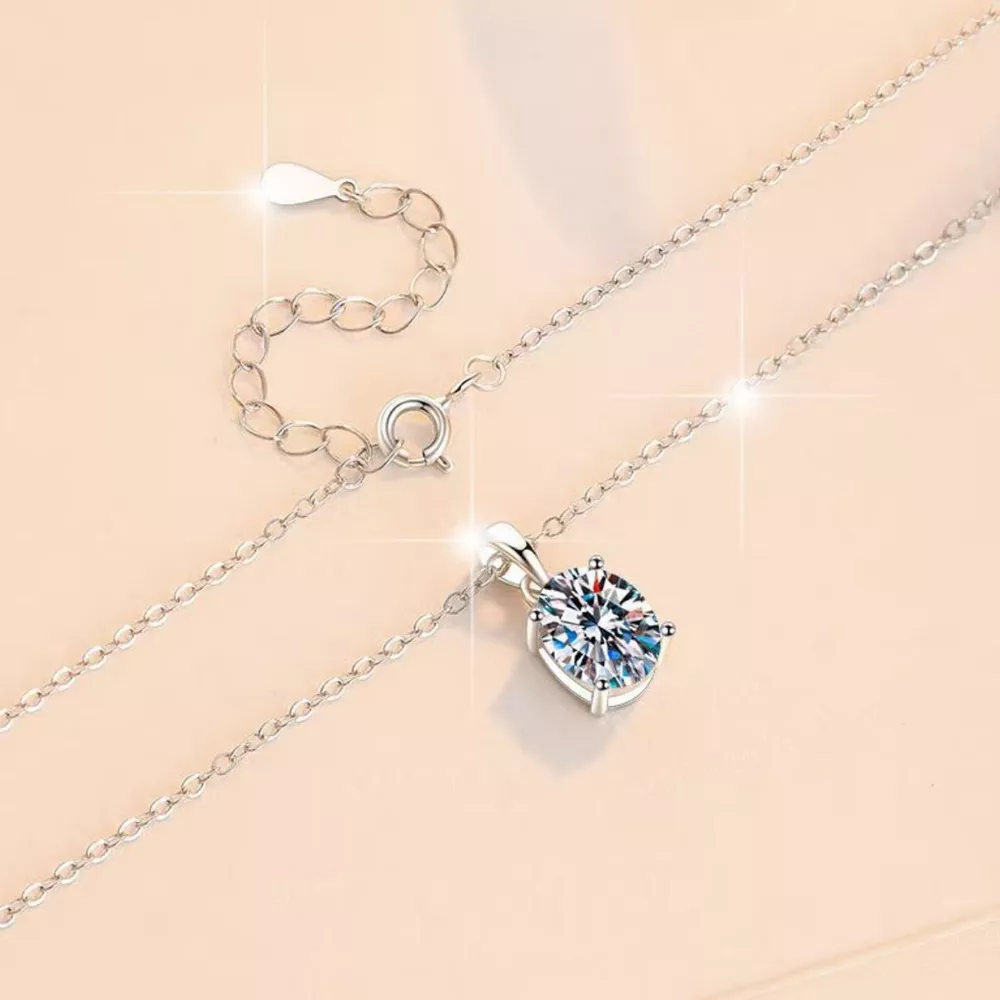 2 Carat Moissanite 925 Sterling Silver Necklace, image 2