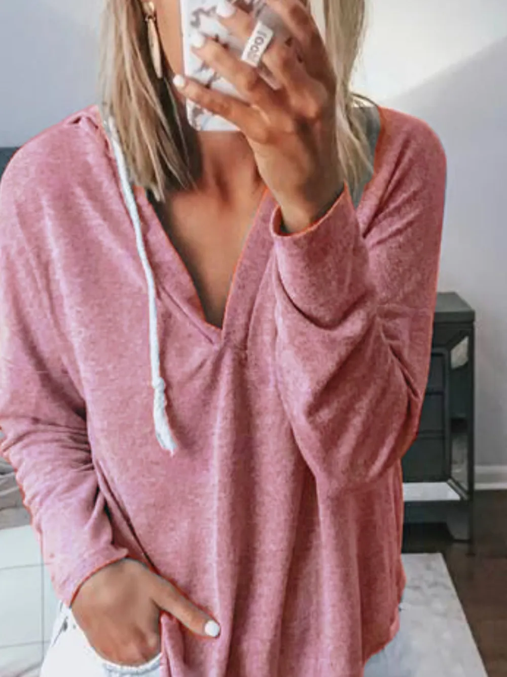 Full Size Drawstring Long Sleeve Hoodie Plus Size, image 24