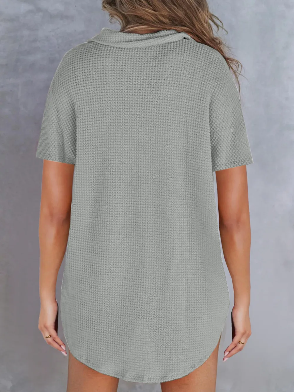 Waffle-Knit Short Sleeve Polo Shirt, image 17